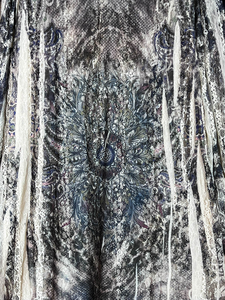 EVENING GARDEN DRESS-TUNIC IN BROWN & OLIVE MULTI-COLOR