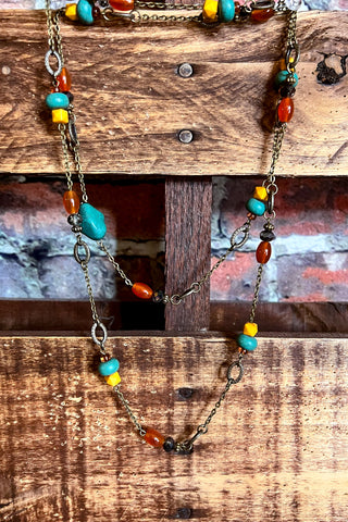 SECRET MAGIC SET EARRING NECKLACE IN COPPER AND IVORY TURQUOISE