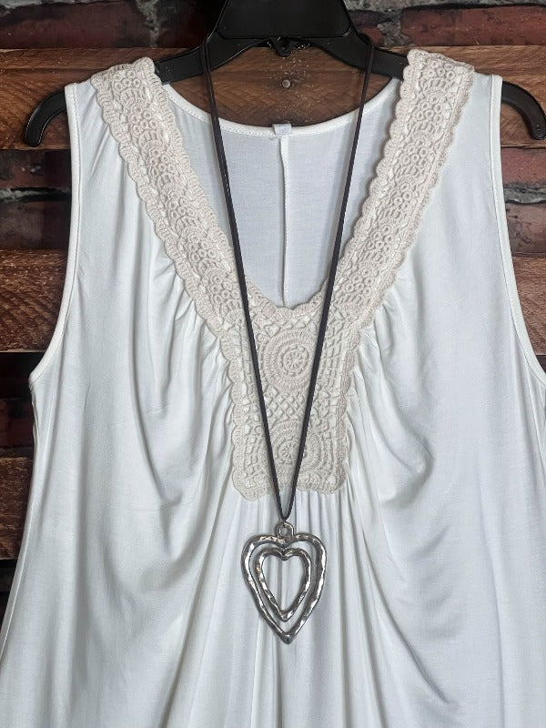DELIGHTFUL FEELING IVORY CROCHET LACE  TUNIC