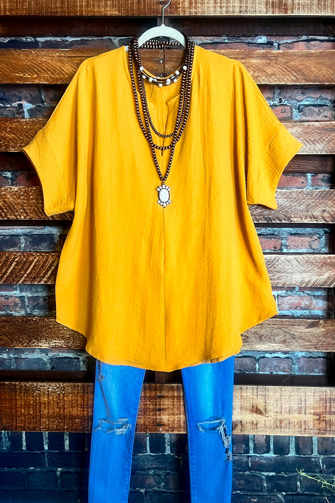CHOOSING JOY GOLD MUSTARD TOP
