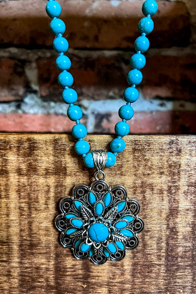 BLUE MOON TURQUOISE LONG LAYERED NATURAL STONE SET