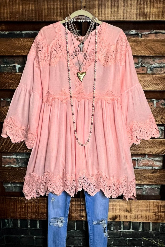 Like a Love Song Vintage-Inspired Tunic in Peach Pink