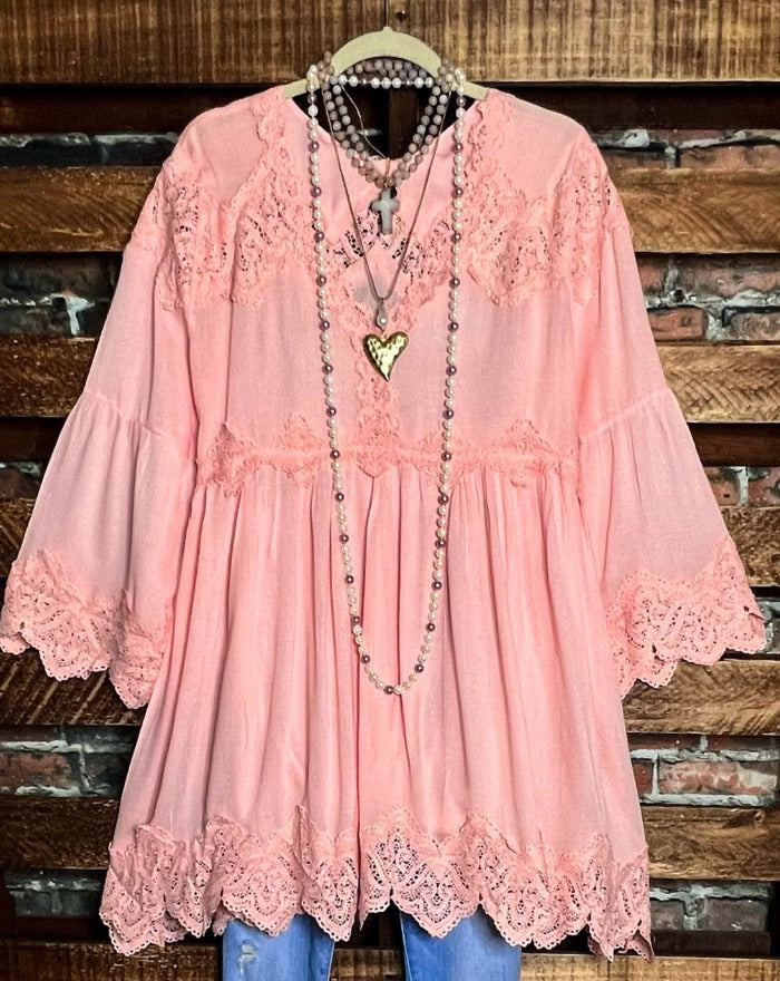 Like a Love Song Vintage-Inspired Tunic in Peach Pink