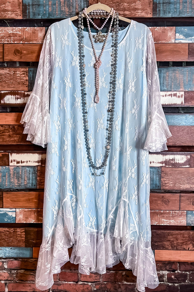 Moments To Treasure Blue & White Lace Dress