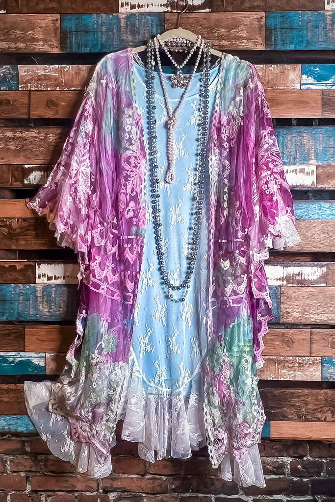 Sweet Romance Floral Wine Lace Duster Kimono