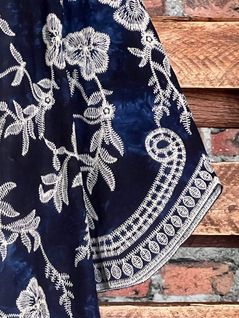 Le Bohemian Magic Dance Tie Dye & Embroidered Kimono in Navy Blue