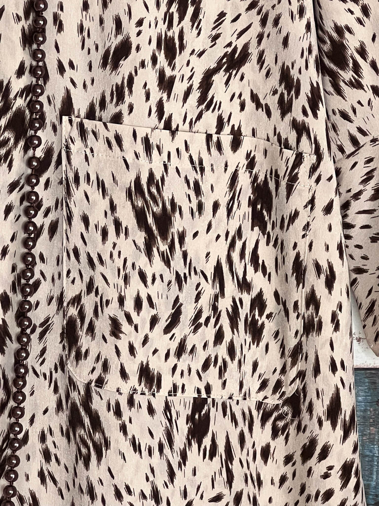 ANIMAL PRINT TUNIC POCKETS IN BEIGE & BROWN