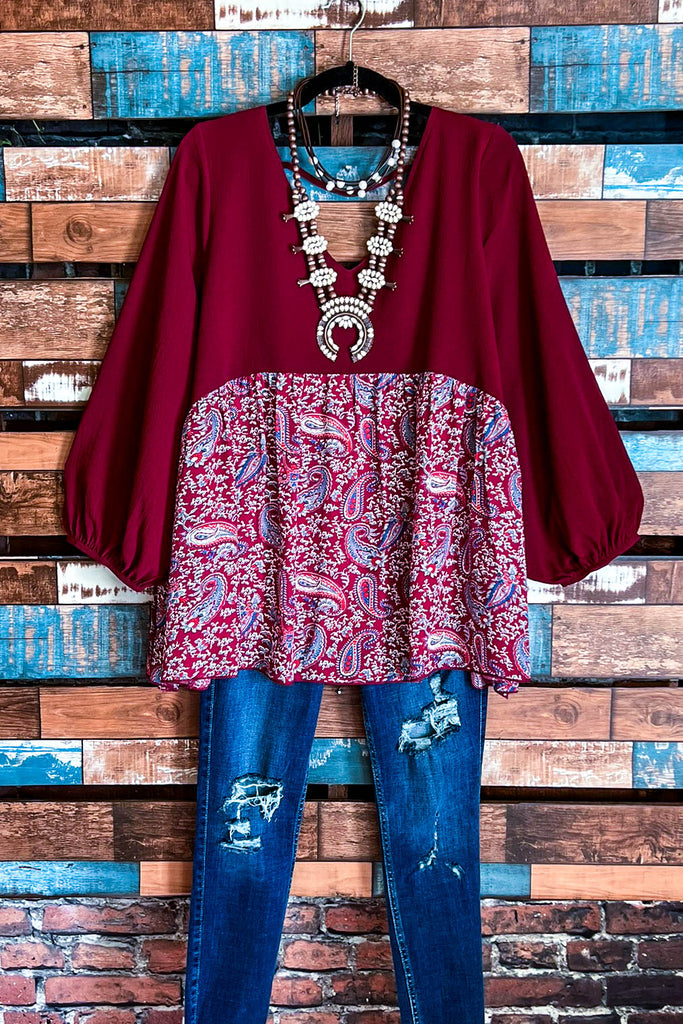 2X Size - Top in Crimson & Multi----------Sale