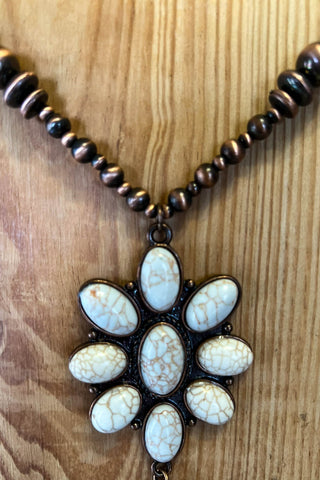 AMAZONITE NATURAL STONES CROSS NECKLACE