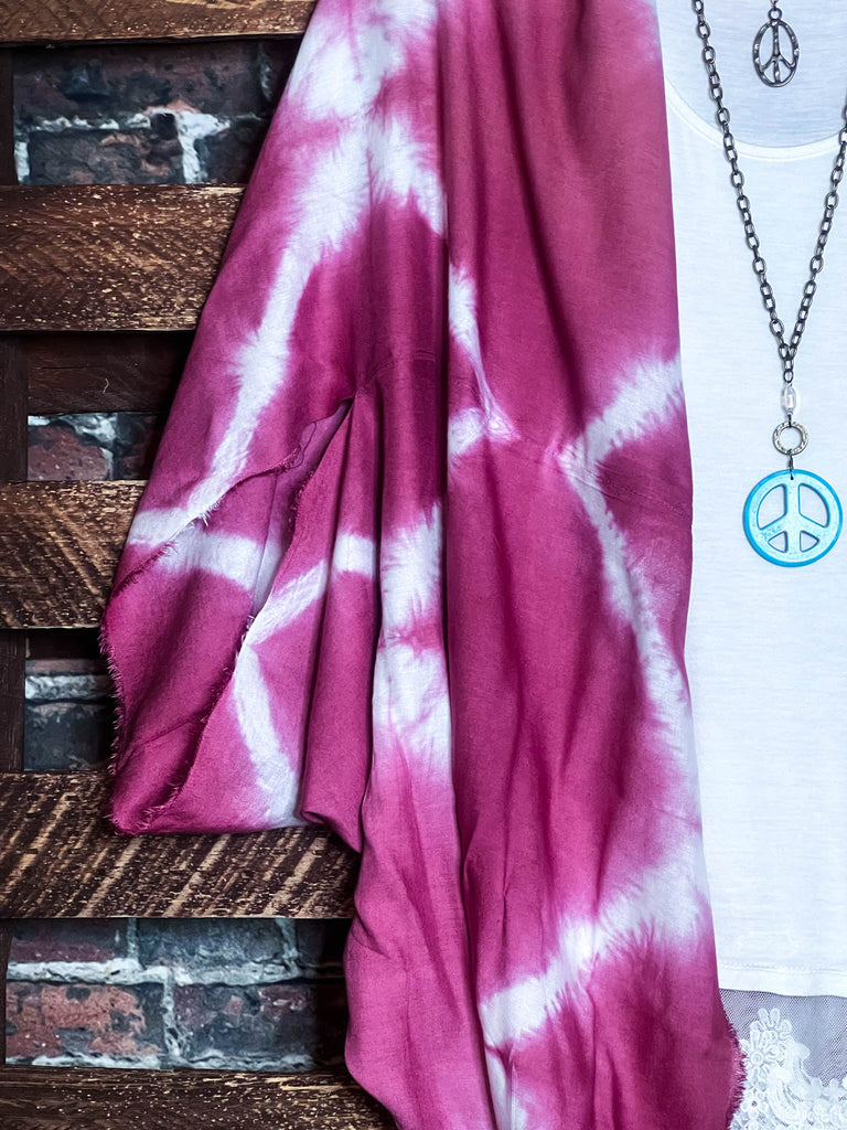 PEACE & LOVE BOHEMIAN TIE DYE SHABBY KIMONO IN PINK TONES