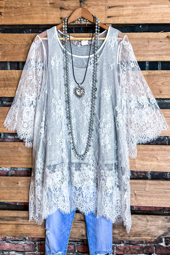 Made You Look Lace Sheer Tunic in White