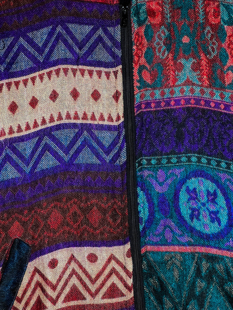 6-12 One Size - Hoodie Quilted Knit Jacket in Blue, Purple & Multi------Sale