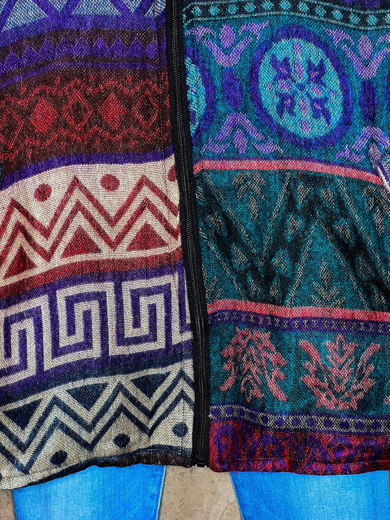 6-12 One Size - Hoodie Quilted Knit Jacket in Blue, Purple & Multi------Sale