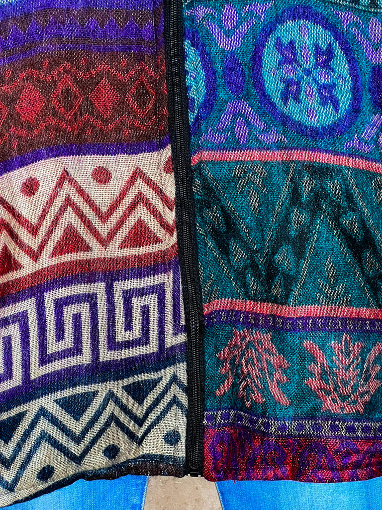 6-12 One Size - Hoodie Quilted Knit Jacket in Blue, Purple & Multi------Sale
