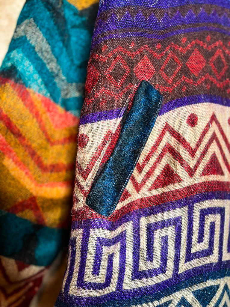 6-12 One Size - Hoodie Quilted Knit Jacket in Blue, Purple & Multi------Sale