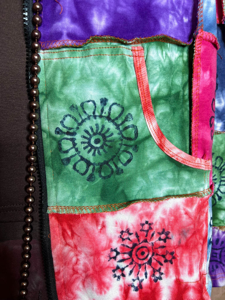 The Journey Begins 100% Cotton Patchwork Hooded Jacket Multi-Color