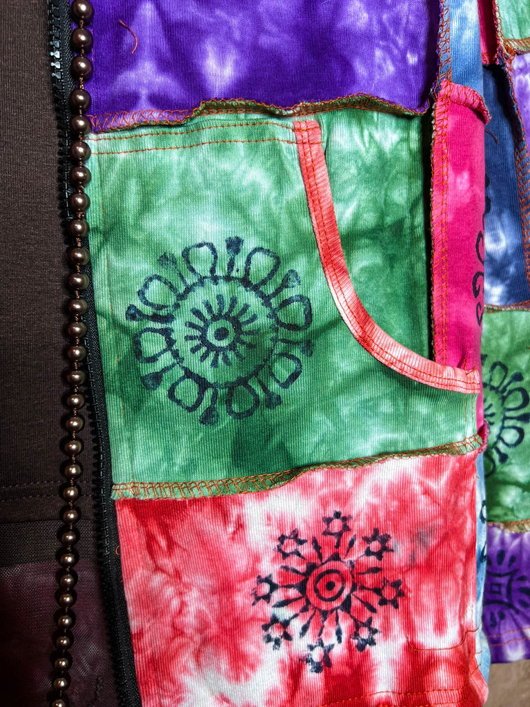 The Journey Begins 100% Cotton Patchwork Hooded Jacket Multi-Color