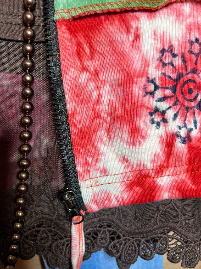 The Journey Begins 100% Cotton Patchwork Hooded Jacket Multi-Color