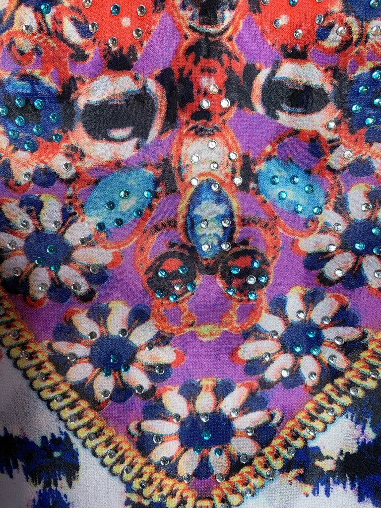 AS CHARMING AS EVER ANIMAL PRINT & CRYSTAL STYLISH TUNIC IN AQUA BLUE