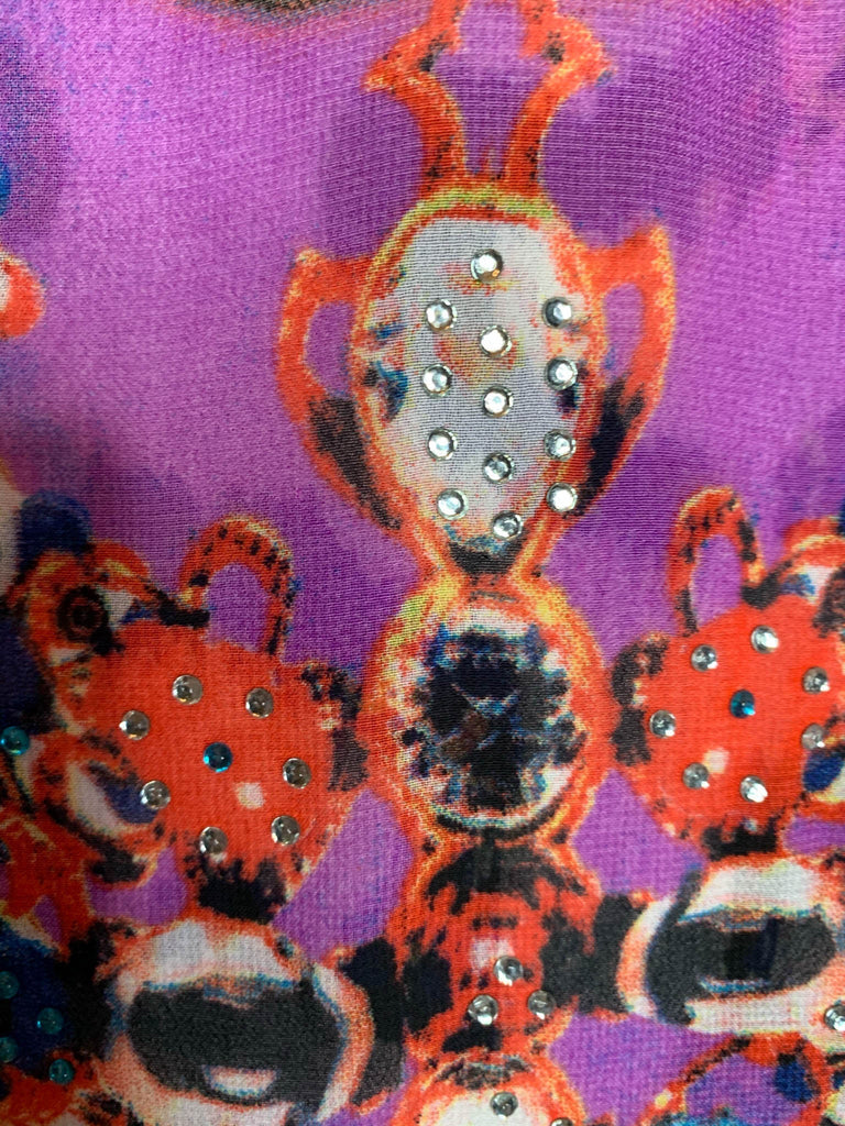 AS CHARMING AS EVER ANIMAL PRINT & CRYSTAL STYLISH TUNIC IN AQUA BLUE