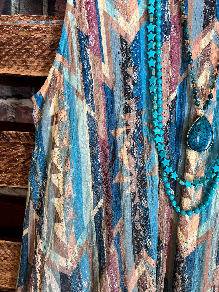 Nashville Diva Teal Turquoise Lace Layering Tunic