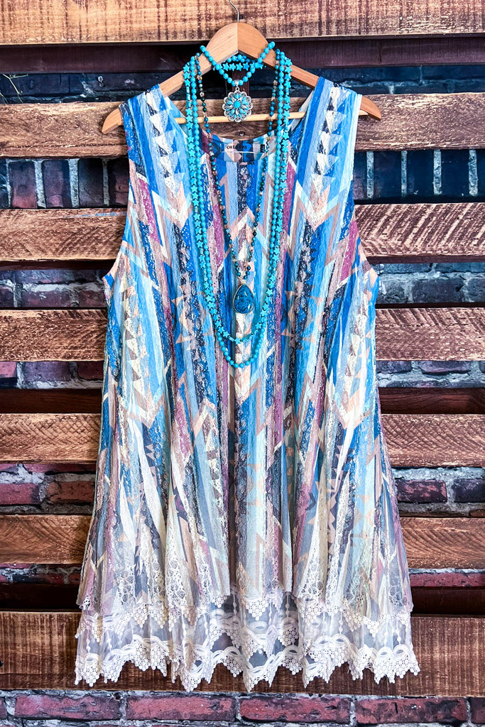 Nashville Diva Teal Turquoise Lace Layering Tunic