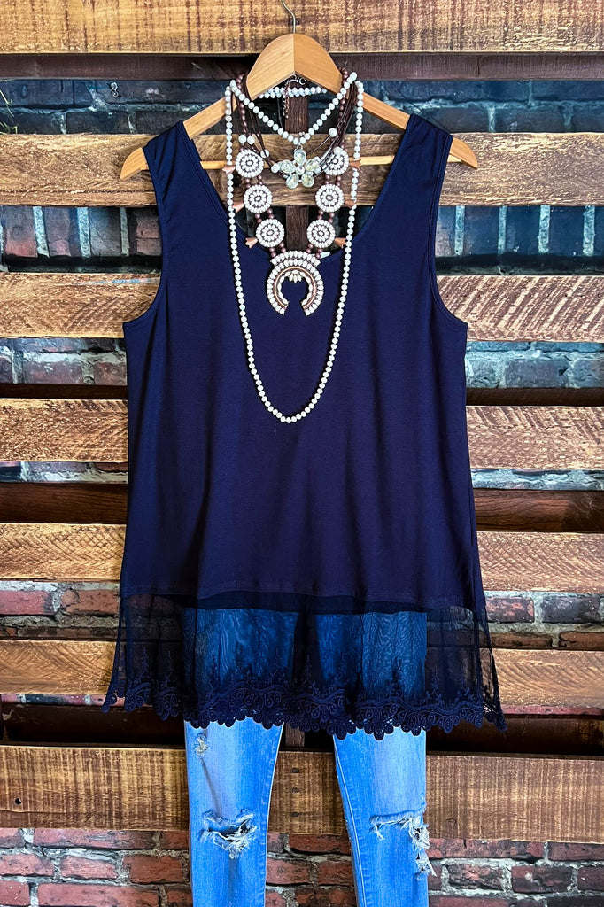 A Timeless Touch Navy Blue Lace Extender Top