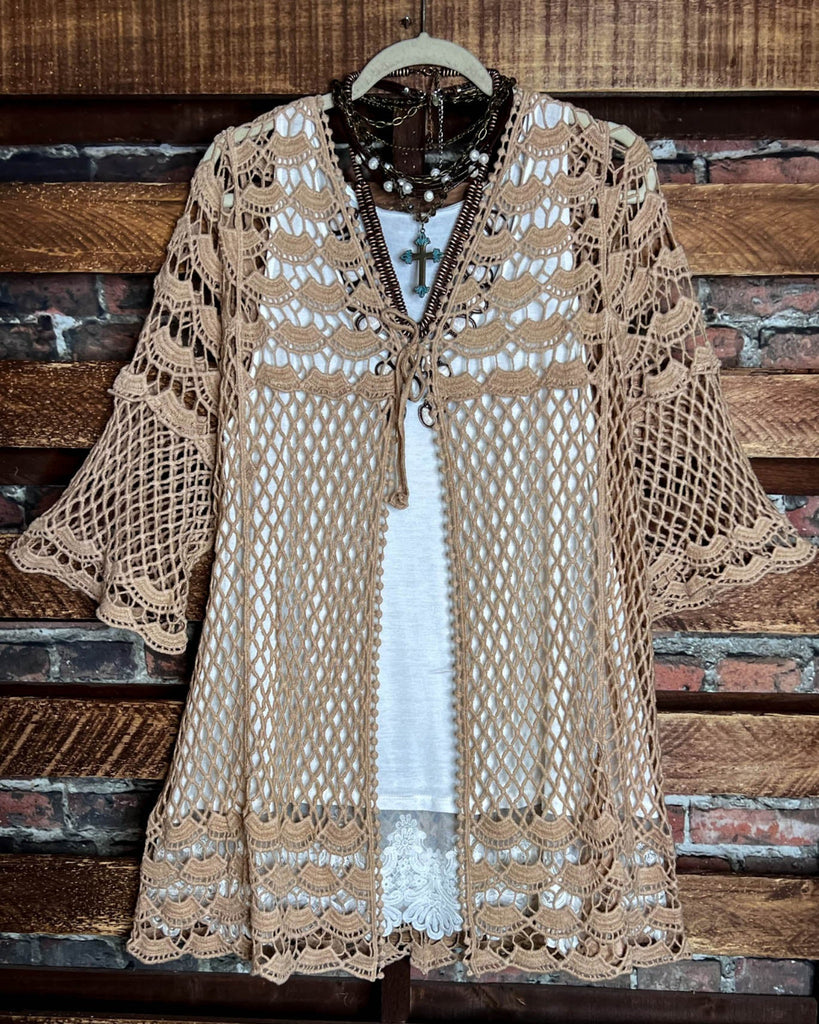 LOVELY DAYS CROCHET CARDIGAN IN MOCHA