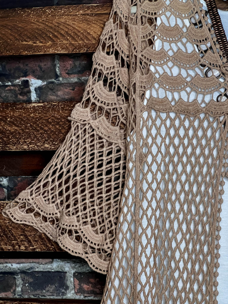 LOVELY DAYS CROCHET CARDIGAN IN MOCHA