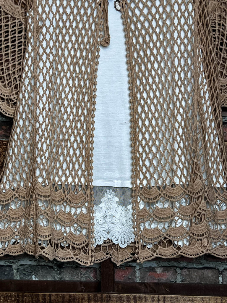 LOVELY DAYS CROCHET CARDIGAN IN MOCHA