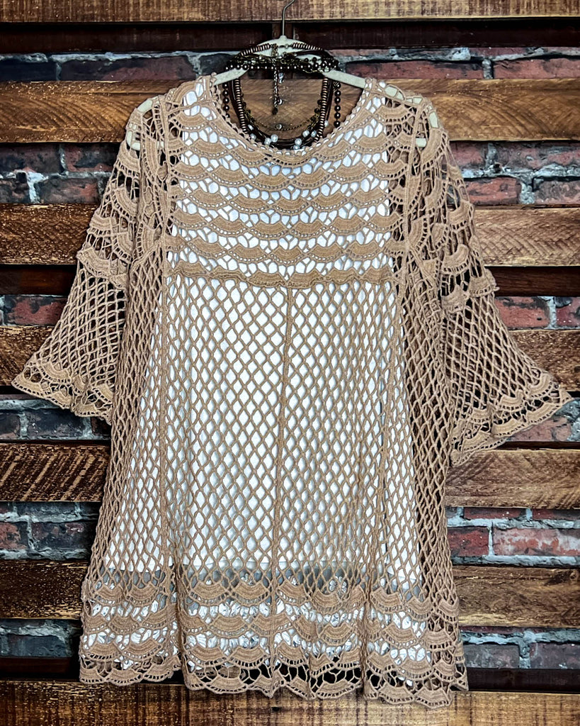 LOVELY DAYS CROCHET CARDIGAN IN MOCHA