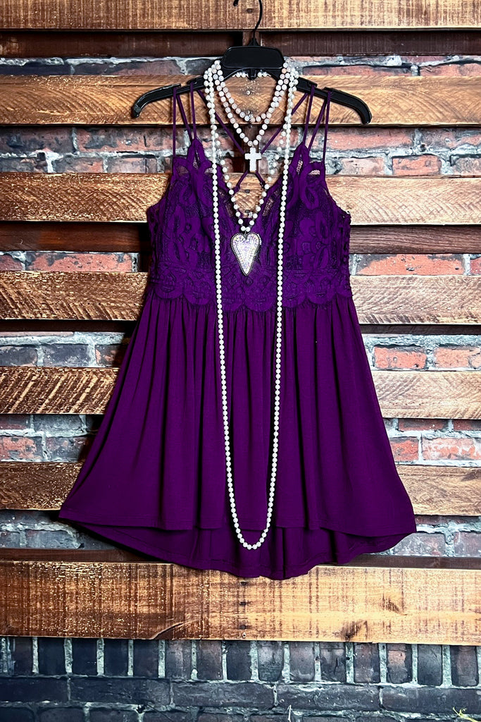 LACE BRALETTE CAMI TOP IN PURPLE-----SALE