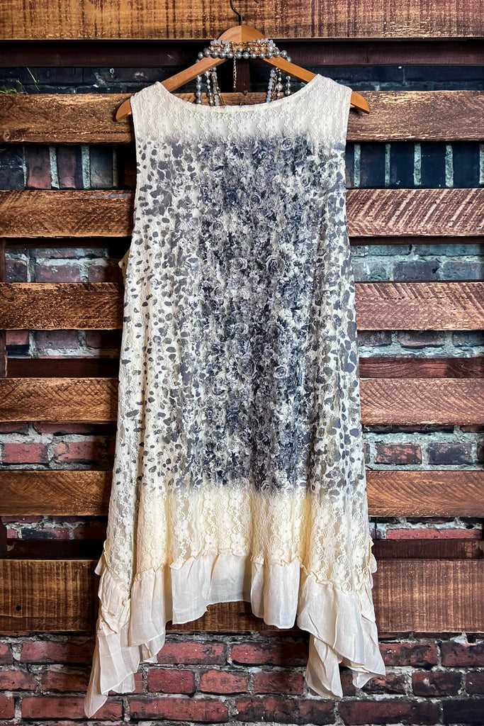 A Love Like No Other Lace Tunic Dress in Beige & Gray