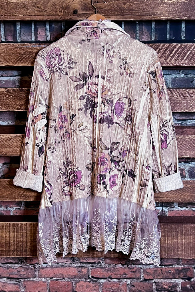 ENCHANTING GARDEN OF LOVE FLORAL LACE JACKET IN MULTI-COLOR