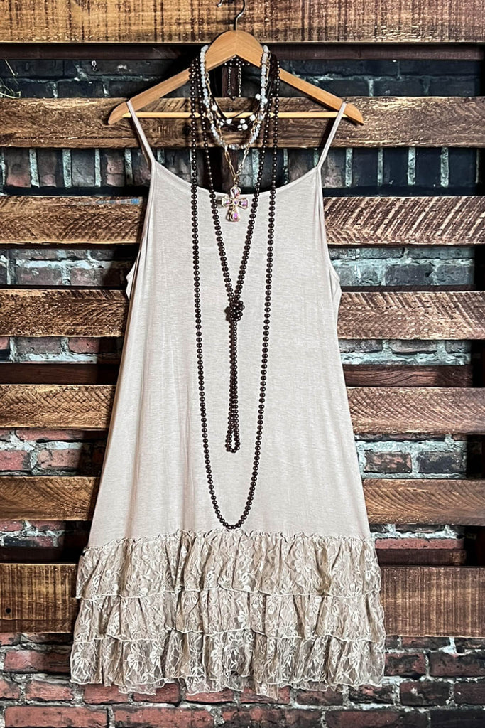 Only In My Heart Mocha Lace Camisole Slip Dress Extender