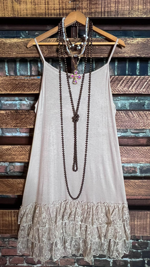 Only In My Heart Mocha Lace Camisole Slip Dress Extender