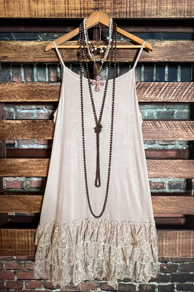 Only In My Heart Mocha Lace Camisole Slip Dress Extender