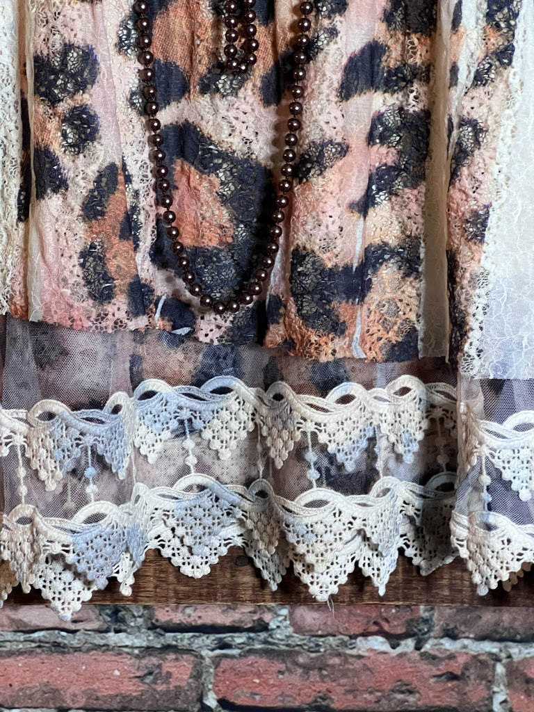 TIMELESS CHARM LEOPARD PRINT LACE  DRESS TUNIC