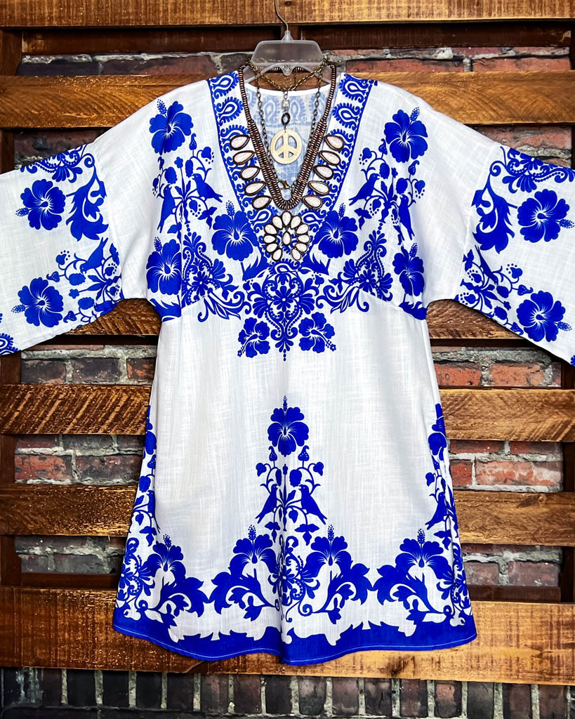 6-18 Size - Indigo Spirit Floral Tunic --------Sale