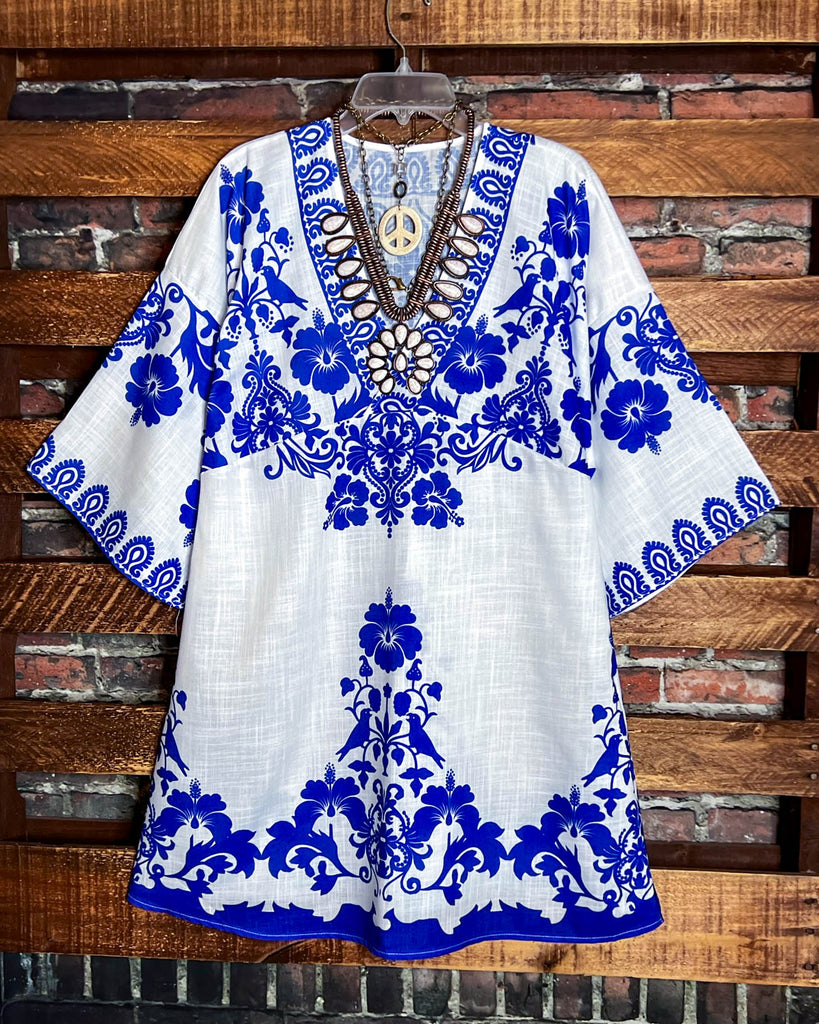6-18 Size - Indigo Spirit Floral Tunic --------Sale