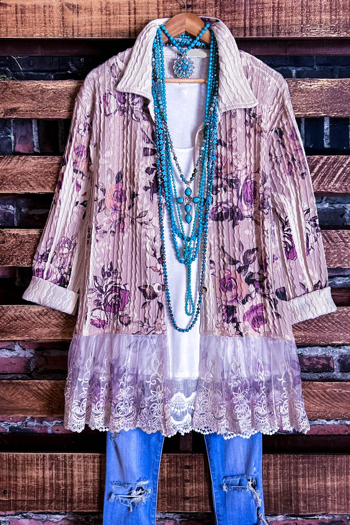 ENCHANTING GARDEN OF LOVE FLORAL LACE JACKET IN MULTI-COLOR