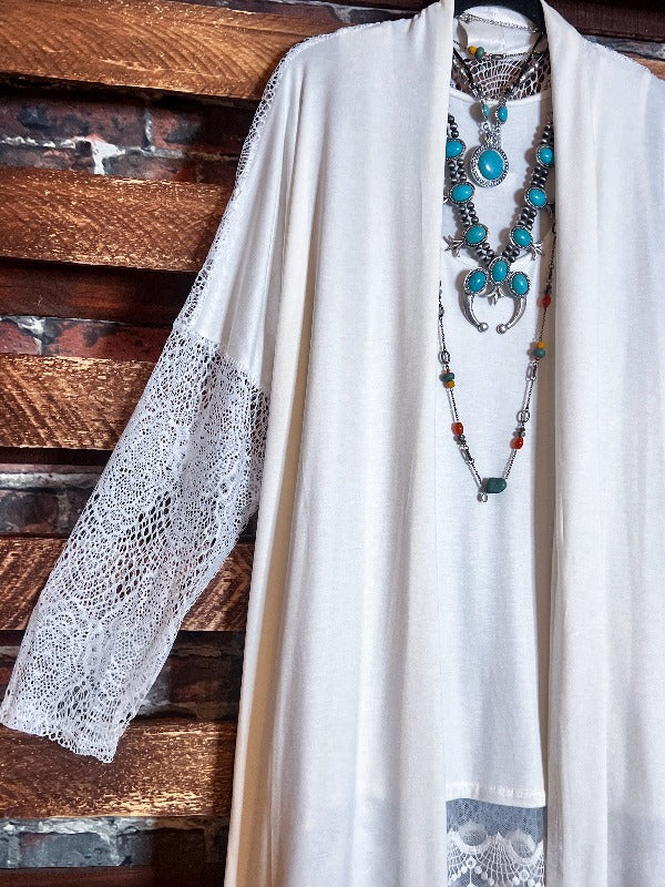 PLUS SIZE LACE CARDIGAN IN OFF WHITE--------SALE