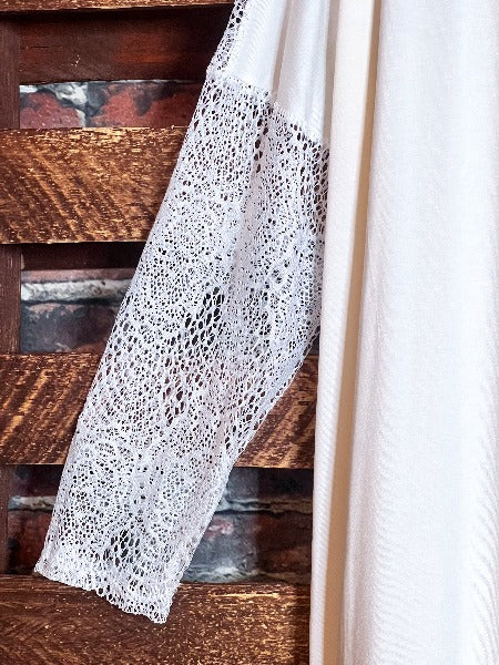 PLUS SIZE LACE CARDIGAN IN OFF WHITE--------SALE
