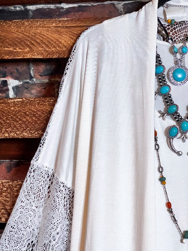 PLUS SIZE LACE CARDIGAN IN OFF WHITE--------SALE