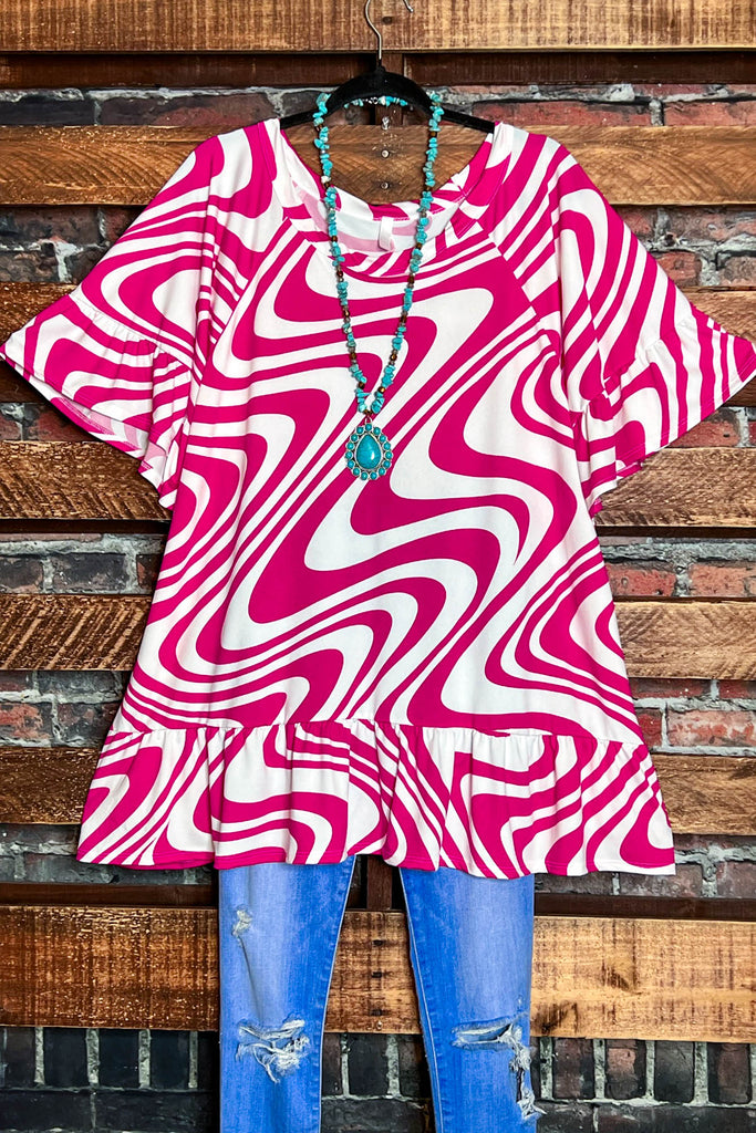 2X-4X SIZE - CELEBRATE THE MOMENT TOP IN PINK & WHITE -----------SALE