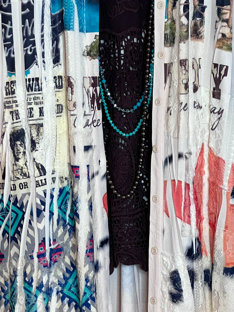 Boho Western Fab Embellished Lace Long Jacket in Multi-Color