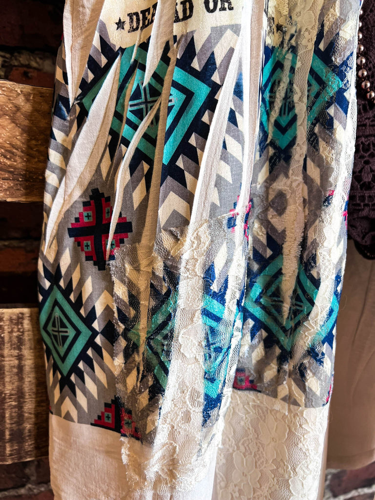 Boho Western Fab Embellished Lace Long Jacket in Multi-Color