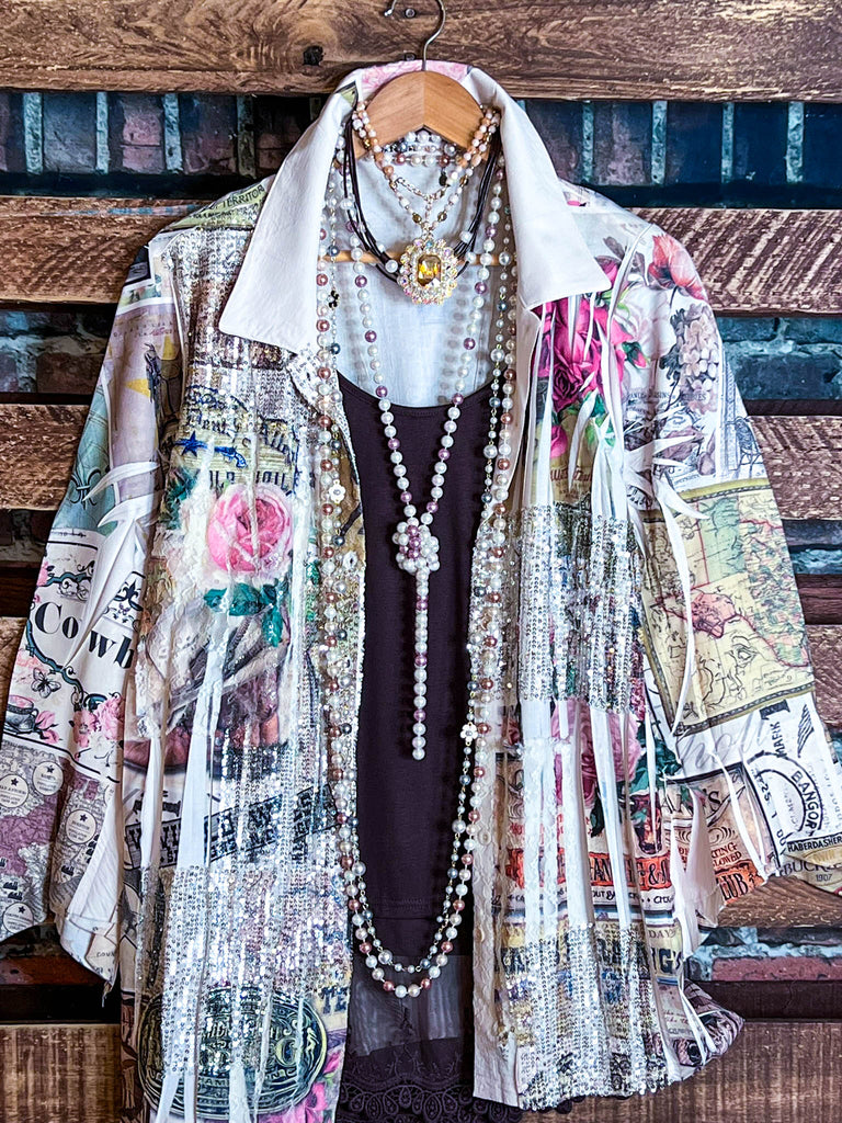 Always Stunning Delicate Sparkle Sequin Multicolor Fab Blouse