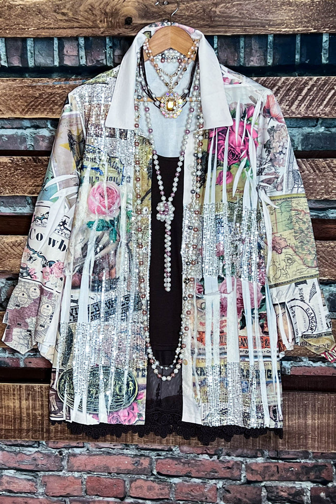 Always Stunning Delicate Sparkle Sequin Multicolor Fab Blouse