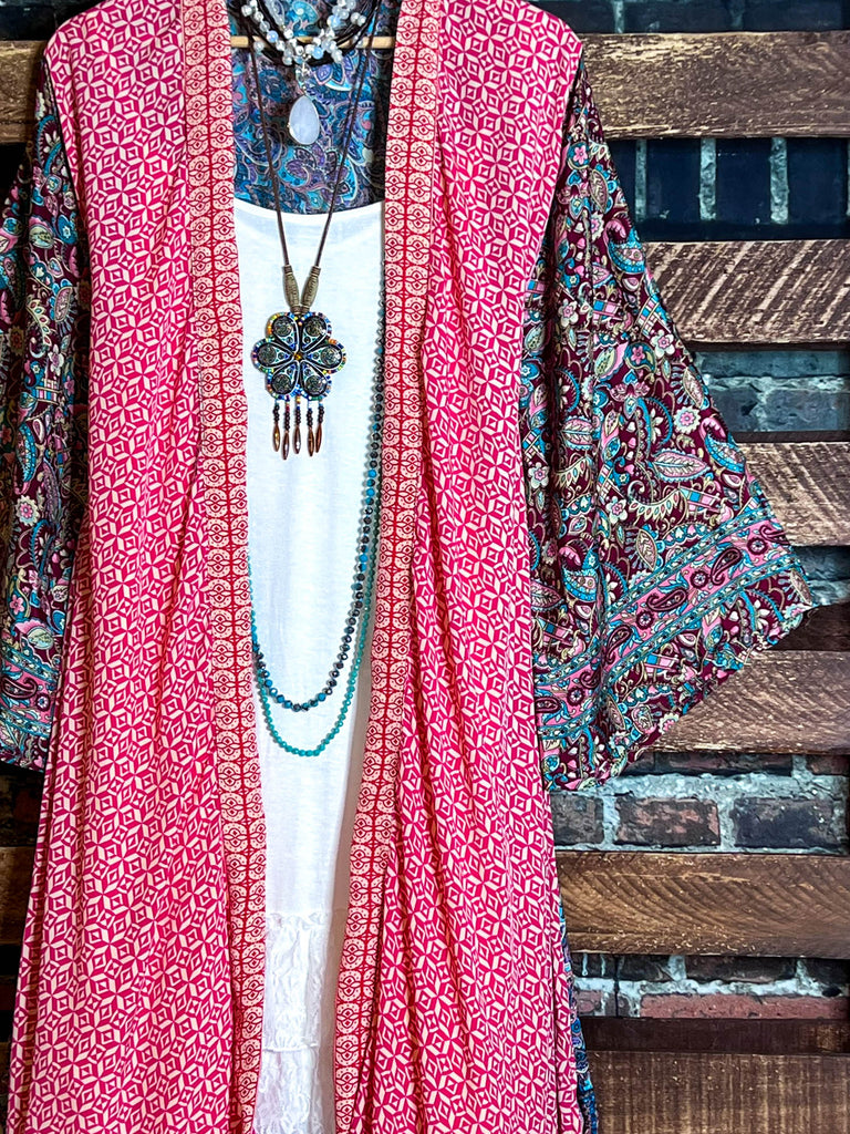 BON VOYAGE LIGHTWEIGHT KIMONO DUSTER MULTI-COLOR